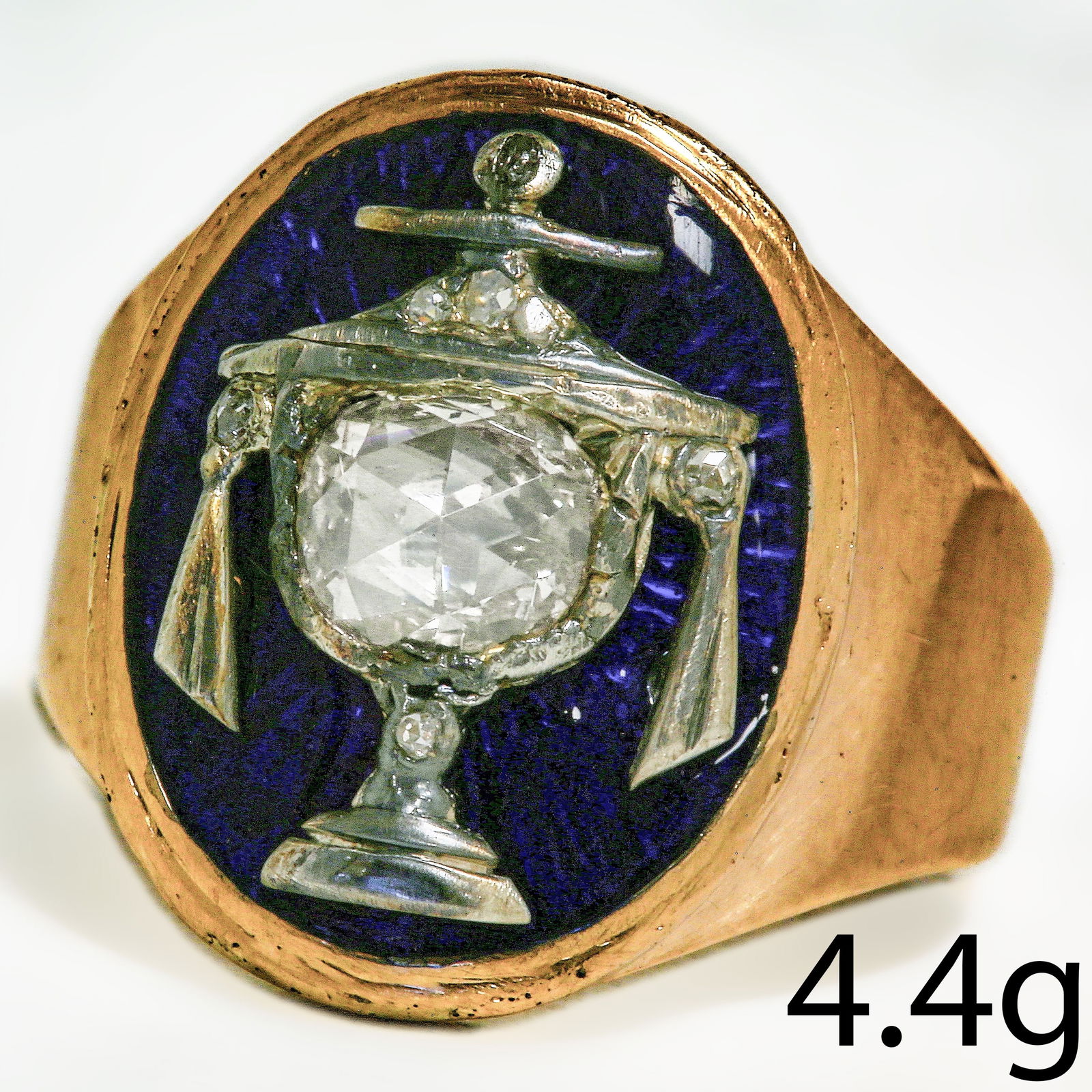 GOLD GEORGIAN ENAMEL AND DIAMOND URN RING (1 of 1)