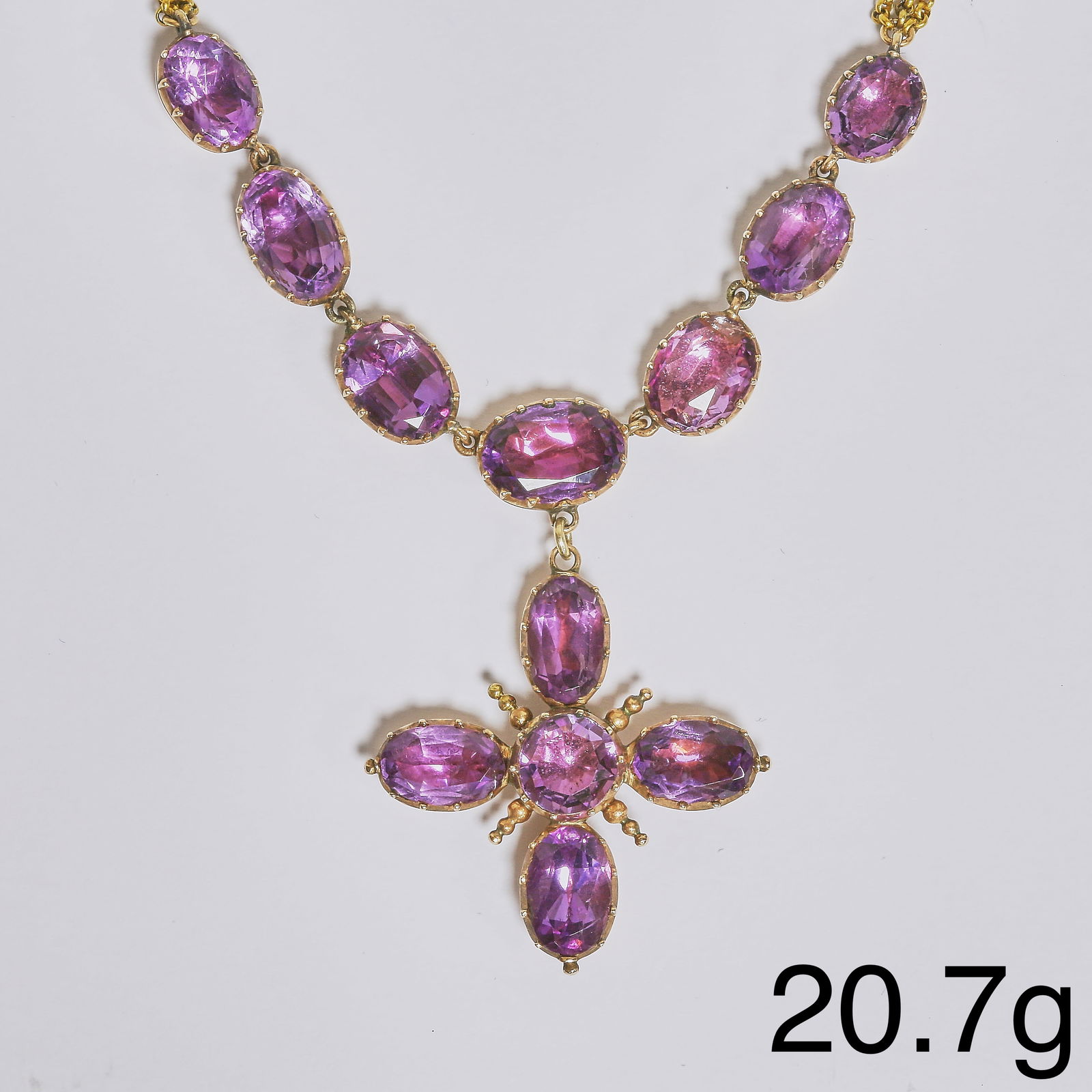 FINE VICTORIAN AMETHYST AND GOLD CROSS PENDANT NECKLACE (1 of 1)