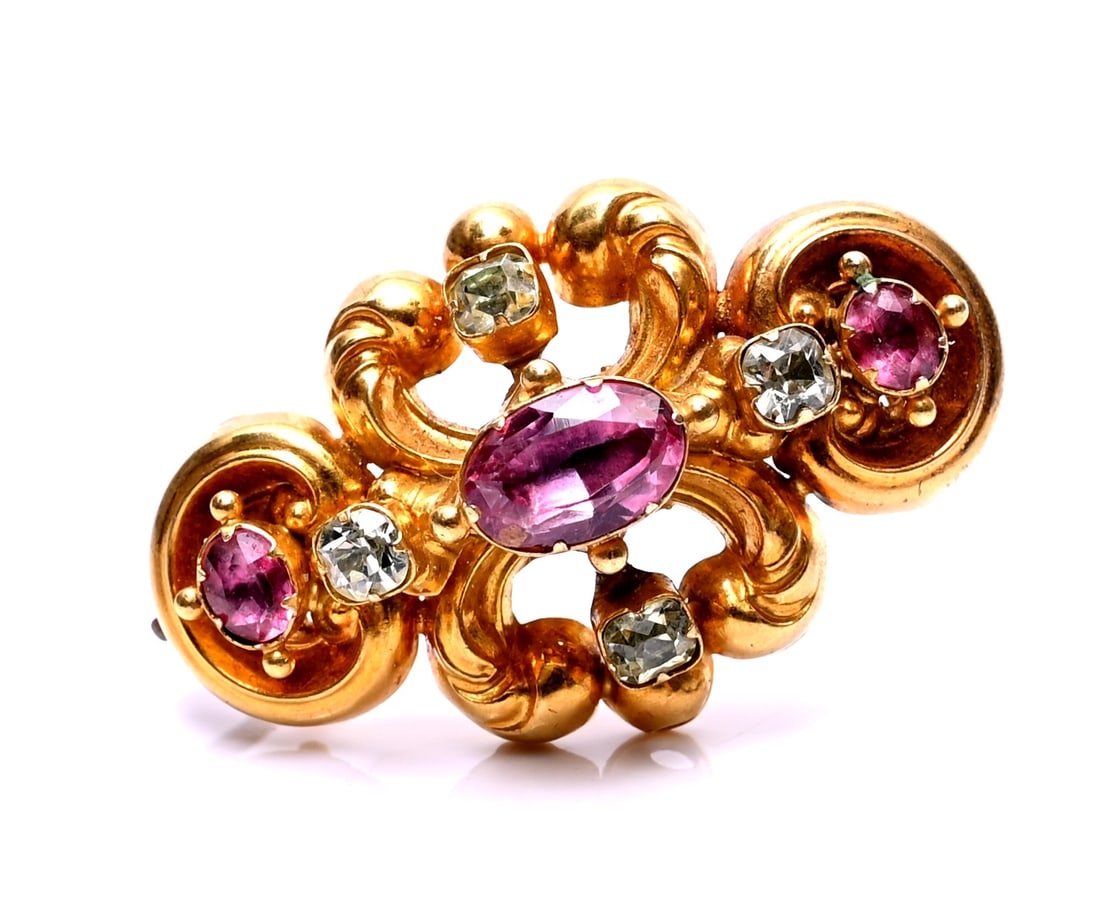 ANTIQUE CHRYSOBERYL AND TOPAZ BROOCH (1 of 1)