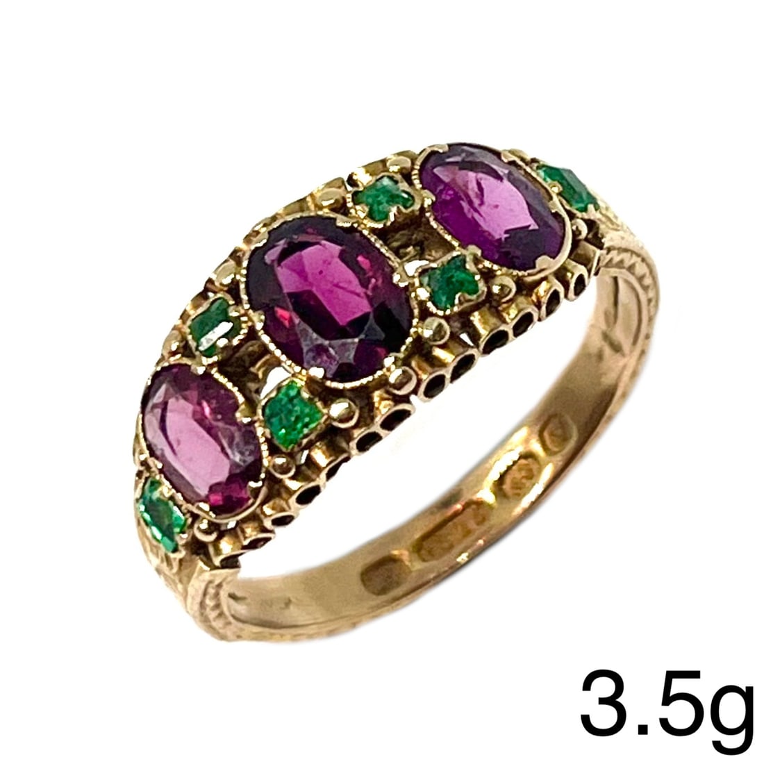 VICTORIAN GARNET AND EMERALD RING (1 of 1)