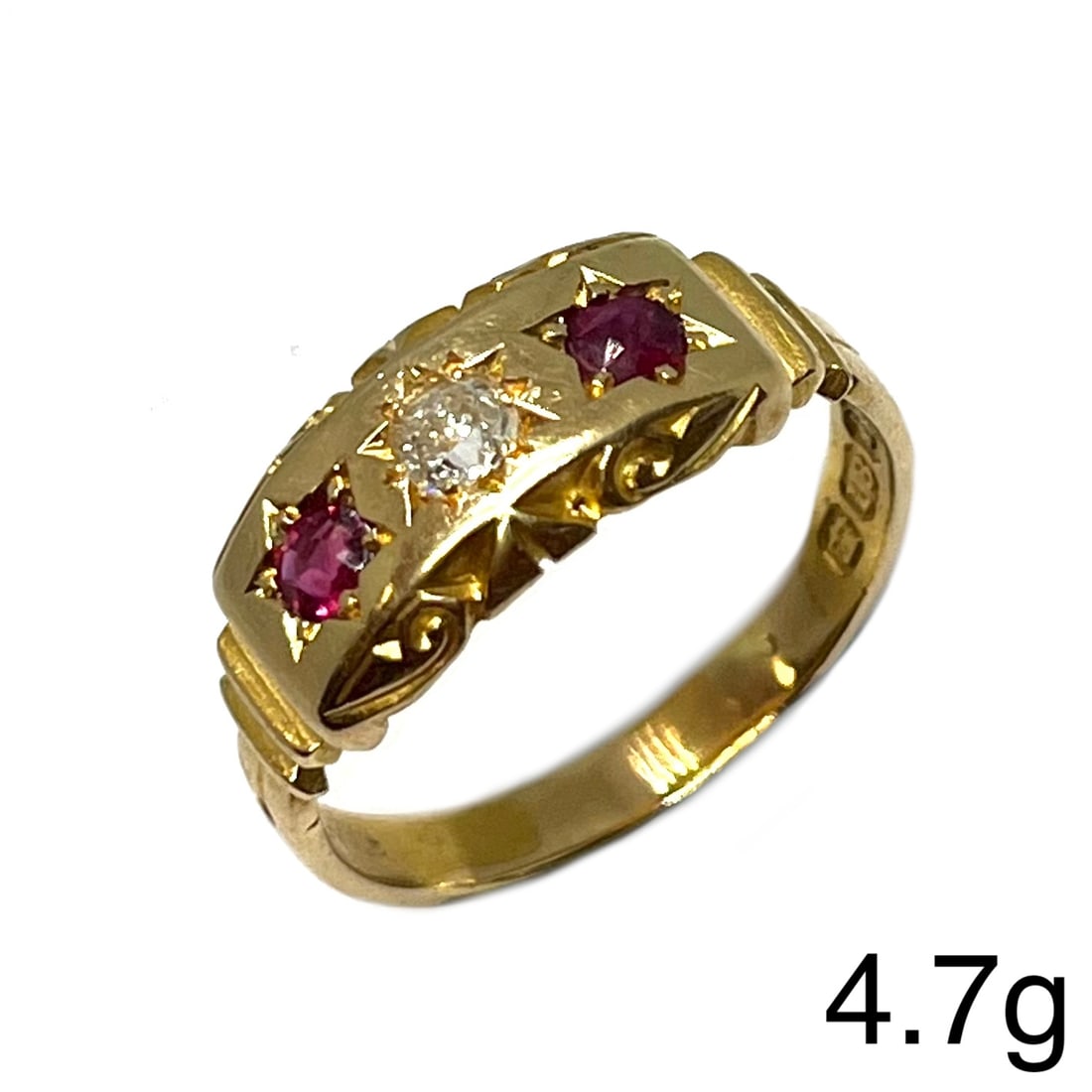 VICTORIAN RUBY AND DIAMOND GYPSY RING (1 of 1)