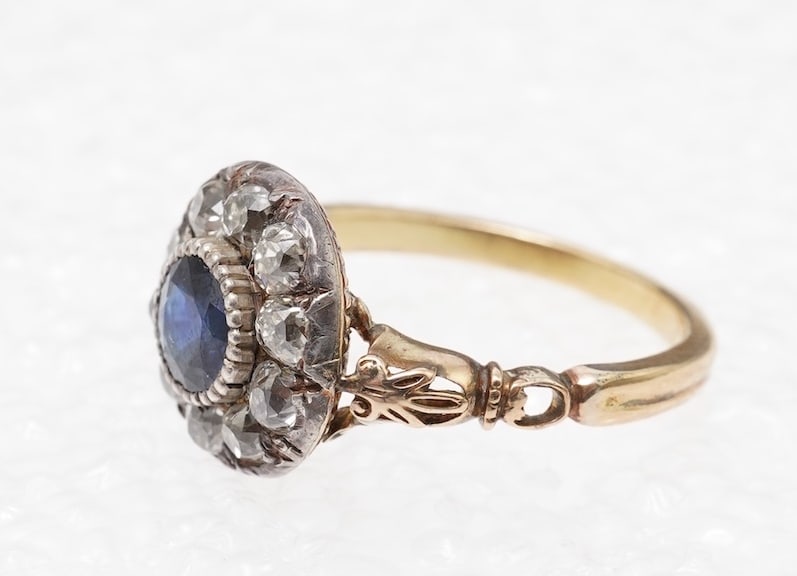 SAPPHIRE AND DIAMOND CLUSTER RING (1 of 1)