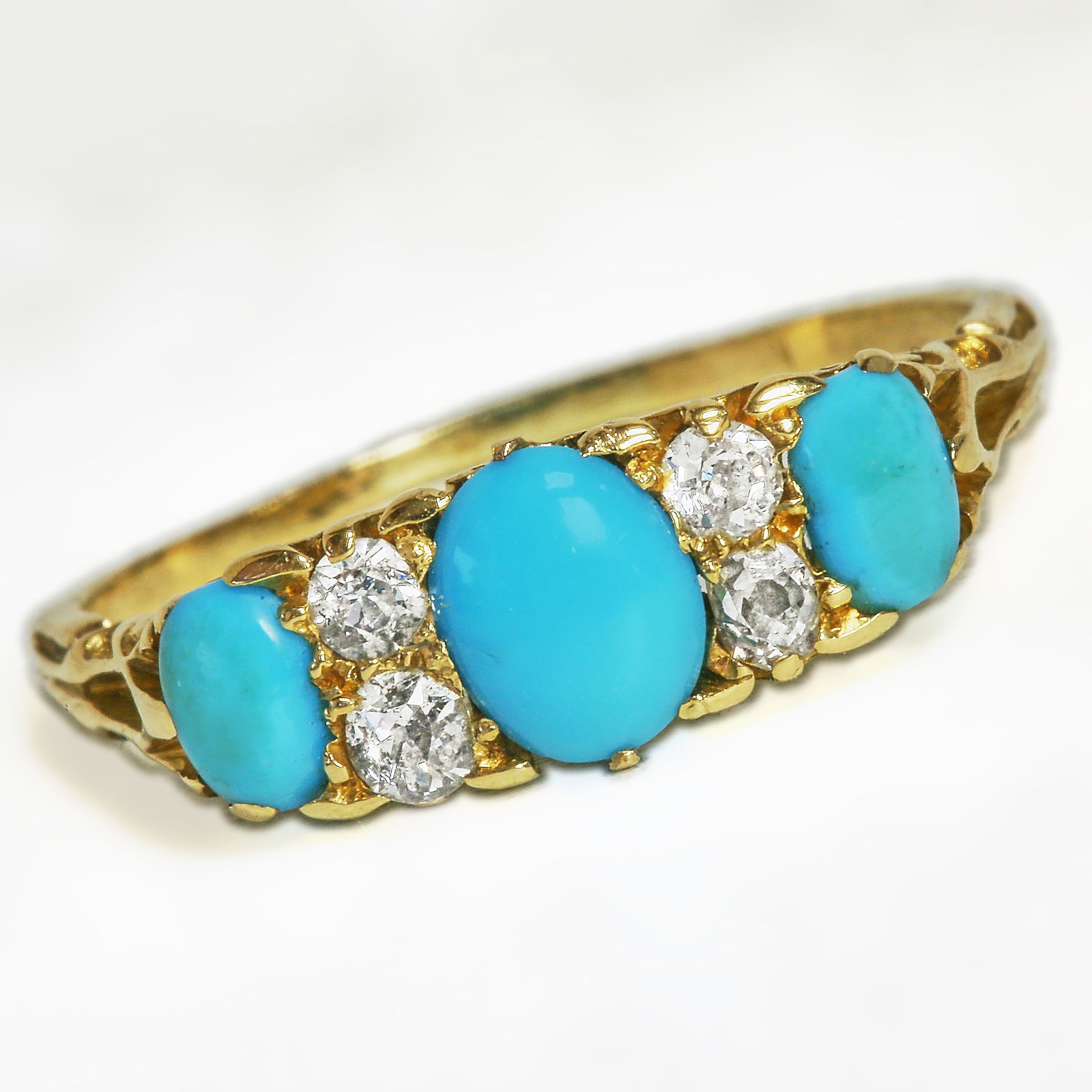 ANTIQUE TURQUOISE AND DIAMOND RING (1 of 1)