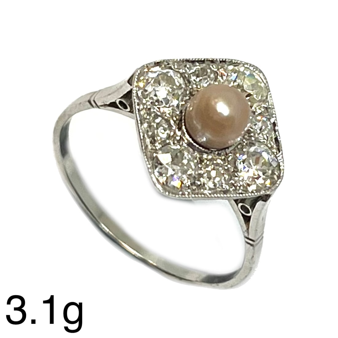 ART-DECO PEARL AND DIAMOND CLUSTER RING (1 of 1)