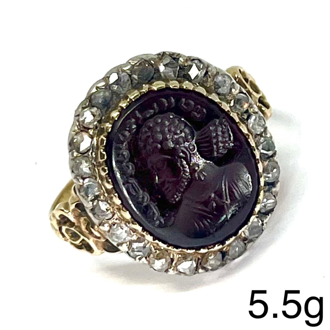 ANTIQUE INTAGLIO DIAMOND CLUSTER RING (1 of 1)