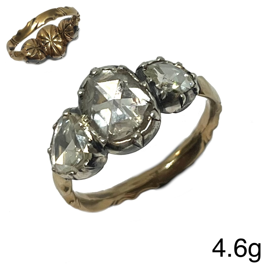 ANTIQUE ROSE CUT DIAMOND 3-STONE RING (1 of 1)