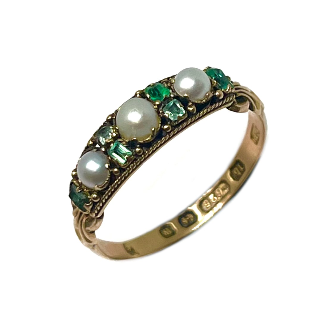 GEORGIAN EMERALD AND PEARL RING (1 of 1)