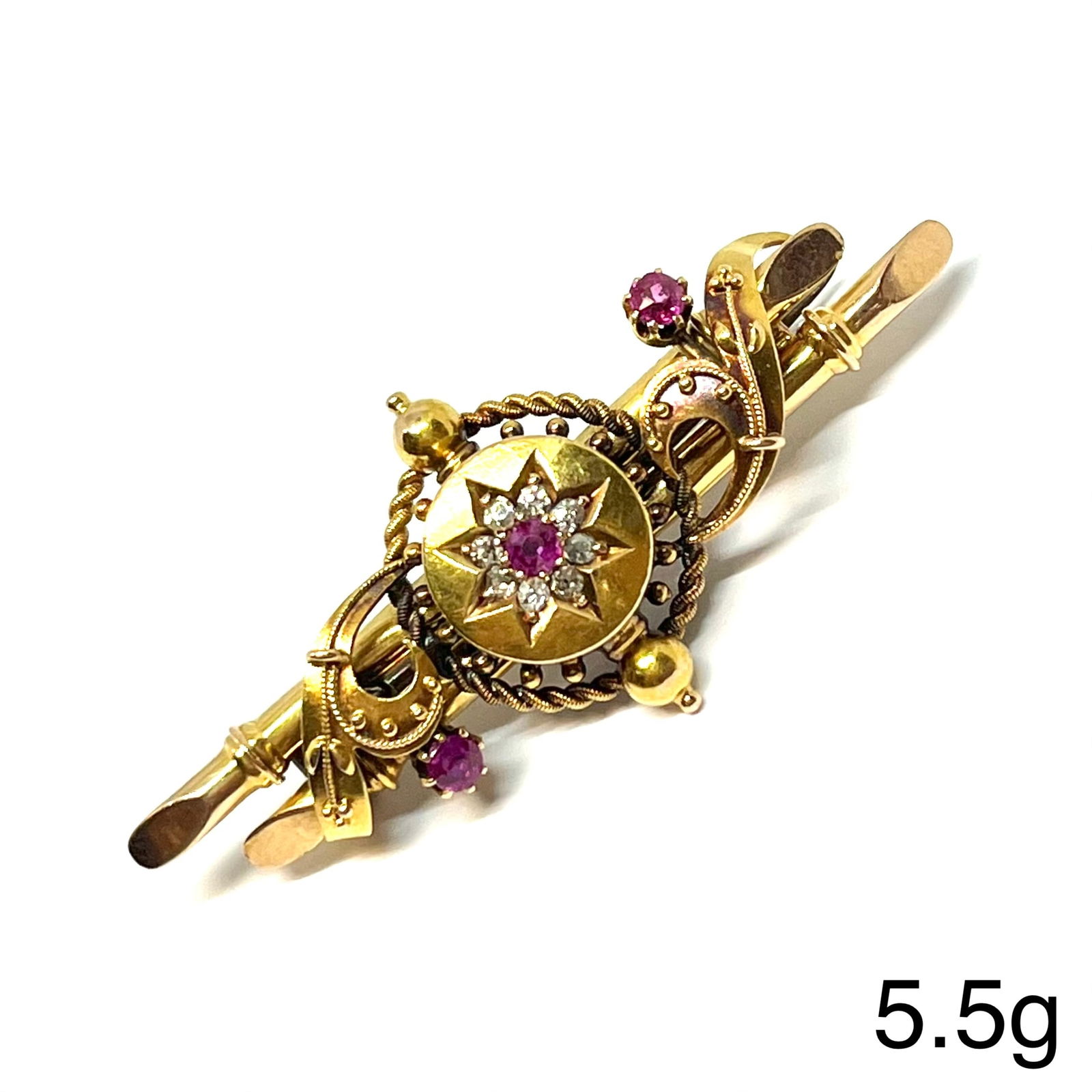 VICTORIAN RUBY AND DIAMOND BROOCH (1 of 1)