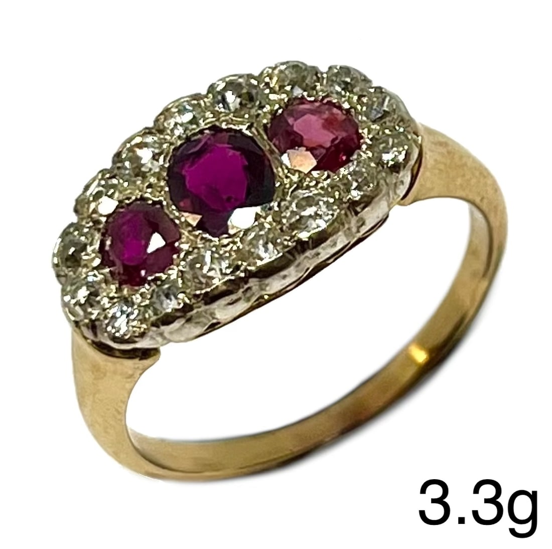 RUBY AND DIAMOND TRIPLE CLUSTER RING (1 of 1)