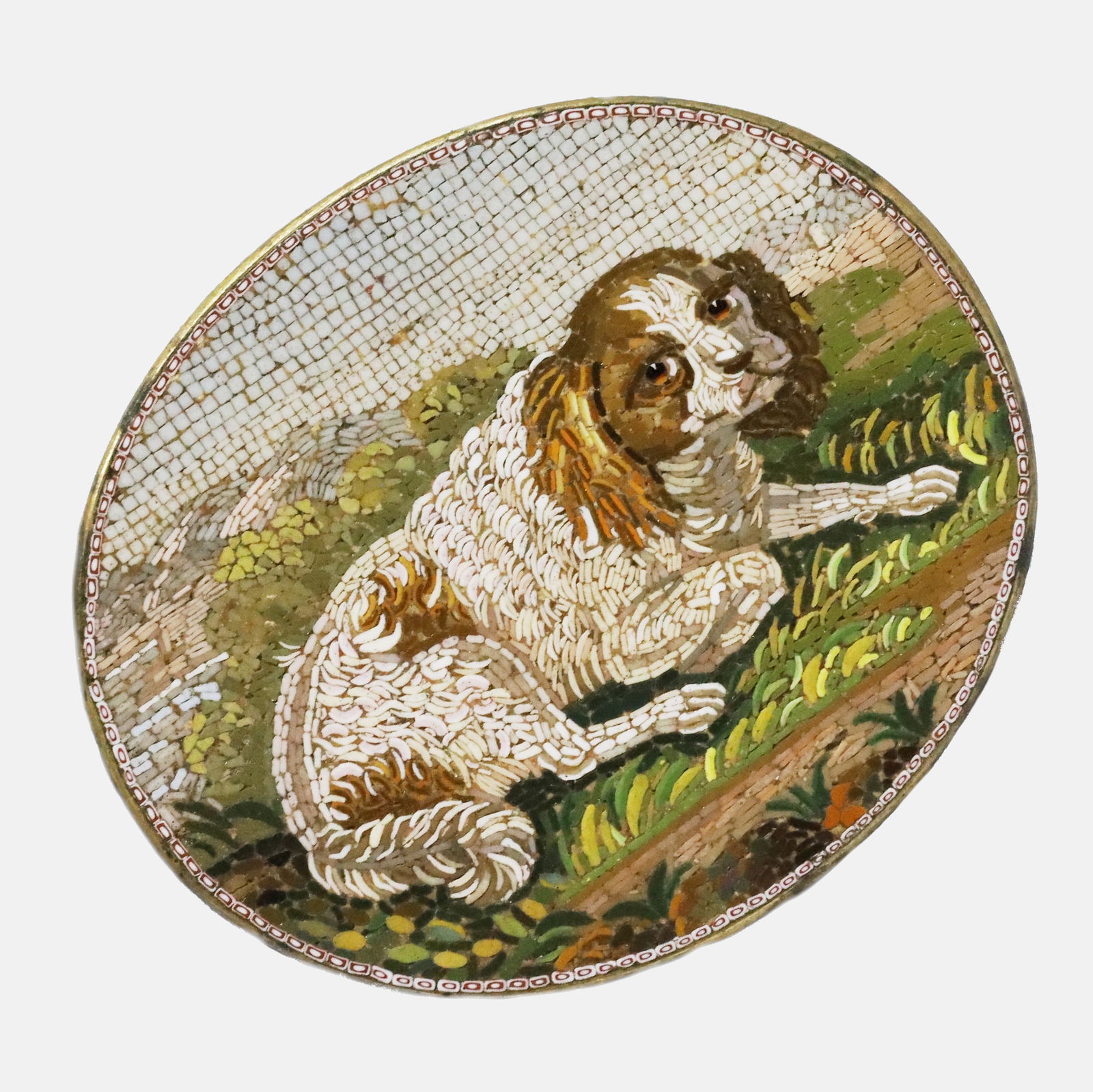 FANTASTIC GRAND TOUR MICRO MOSAIC OF A DOG: FANTASTIC GRAND TOUR MICRO MOSAIC OF A DOG 7.8 grams exceptional craftsmanship L 2.5 cm W 3 cm