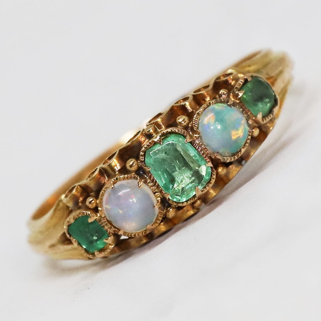 VICTORIAN OPAL AND EMERALD RING (1 of 1)
