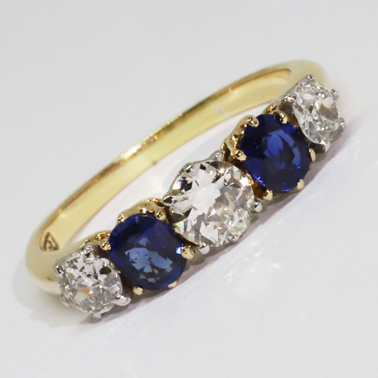 SAPPHIRE AND DIAMOND 5-STONE RING (1 of 1)