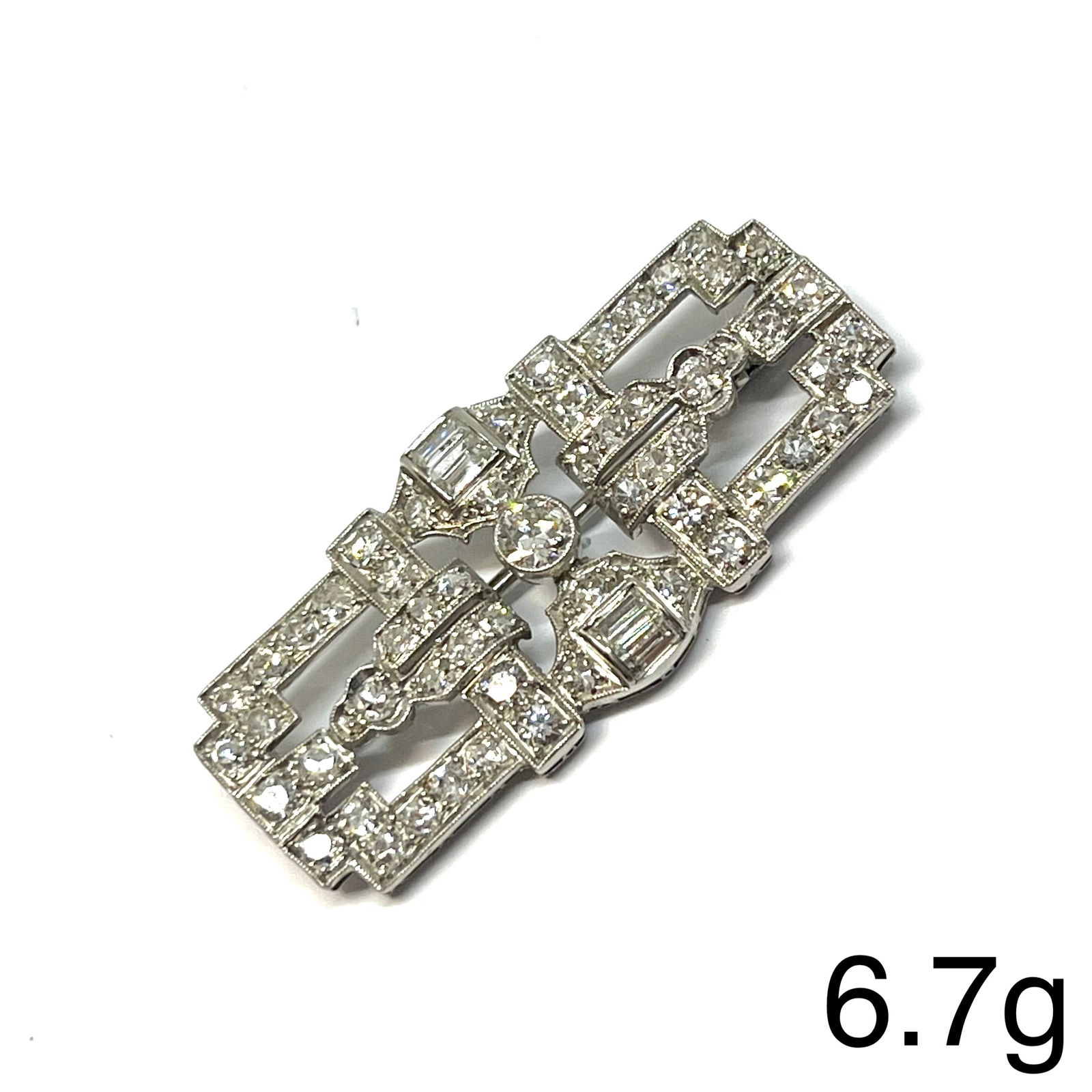 ART-DECO DIAMOND BROOCH, (1 of 1)