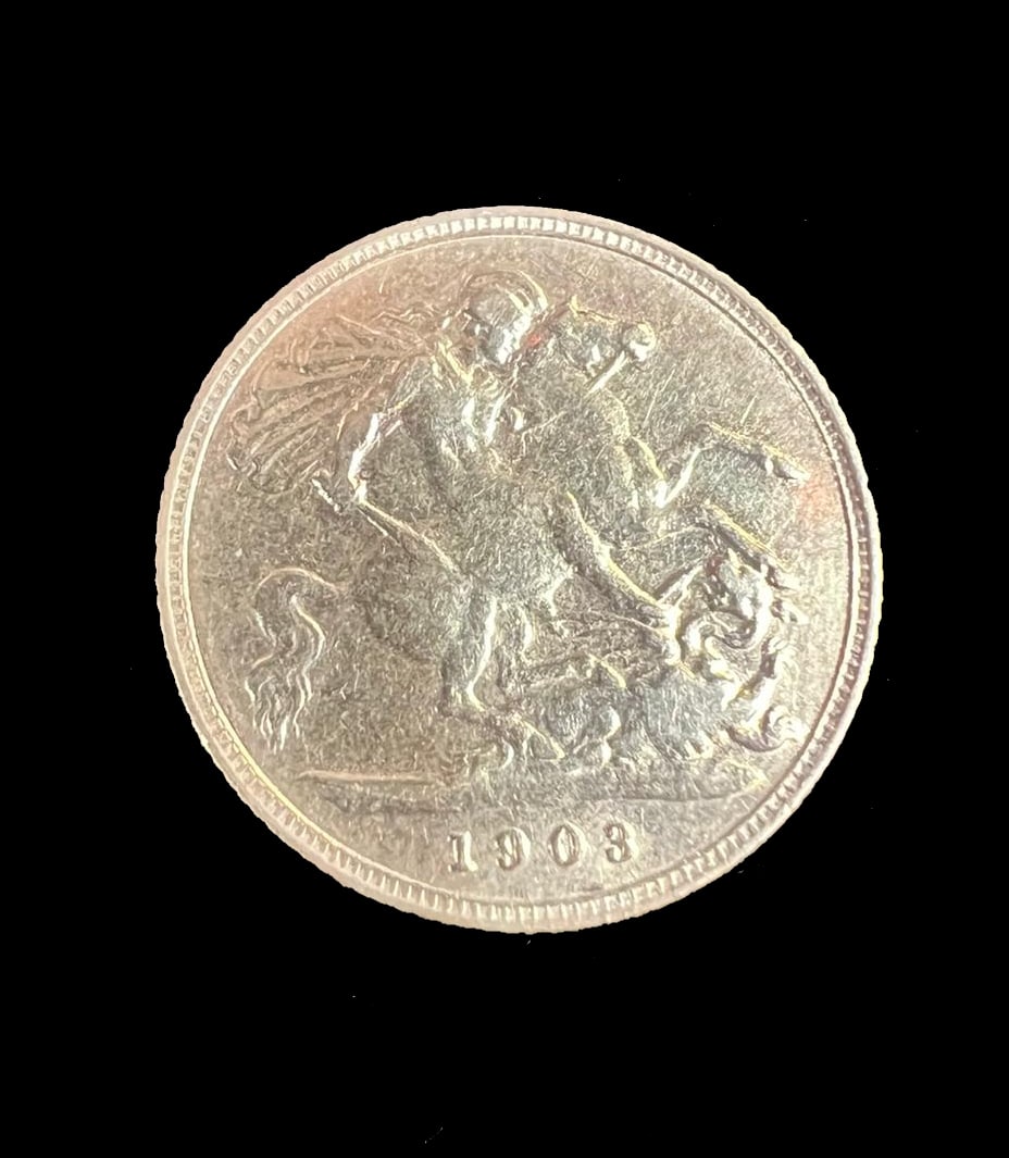 1903 Gold Half Sovereign.: 1903 Gold Half Sovereign.4.0 grams, 22ct gold. Bare head of Edward VII right; reverse St George and dragon.