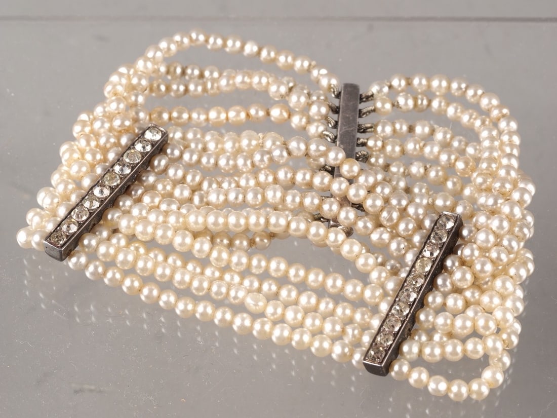 PRETTY EDWARDIAN MULTI-ROW PASTE BRACELET (1 of 1)
