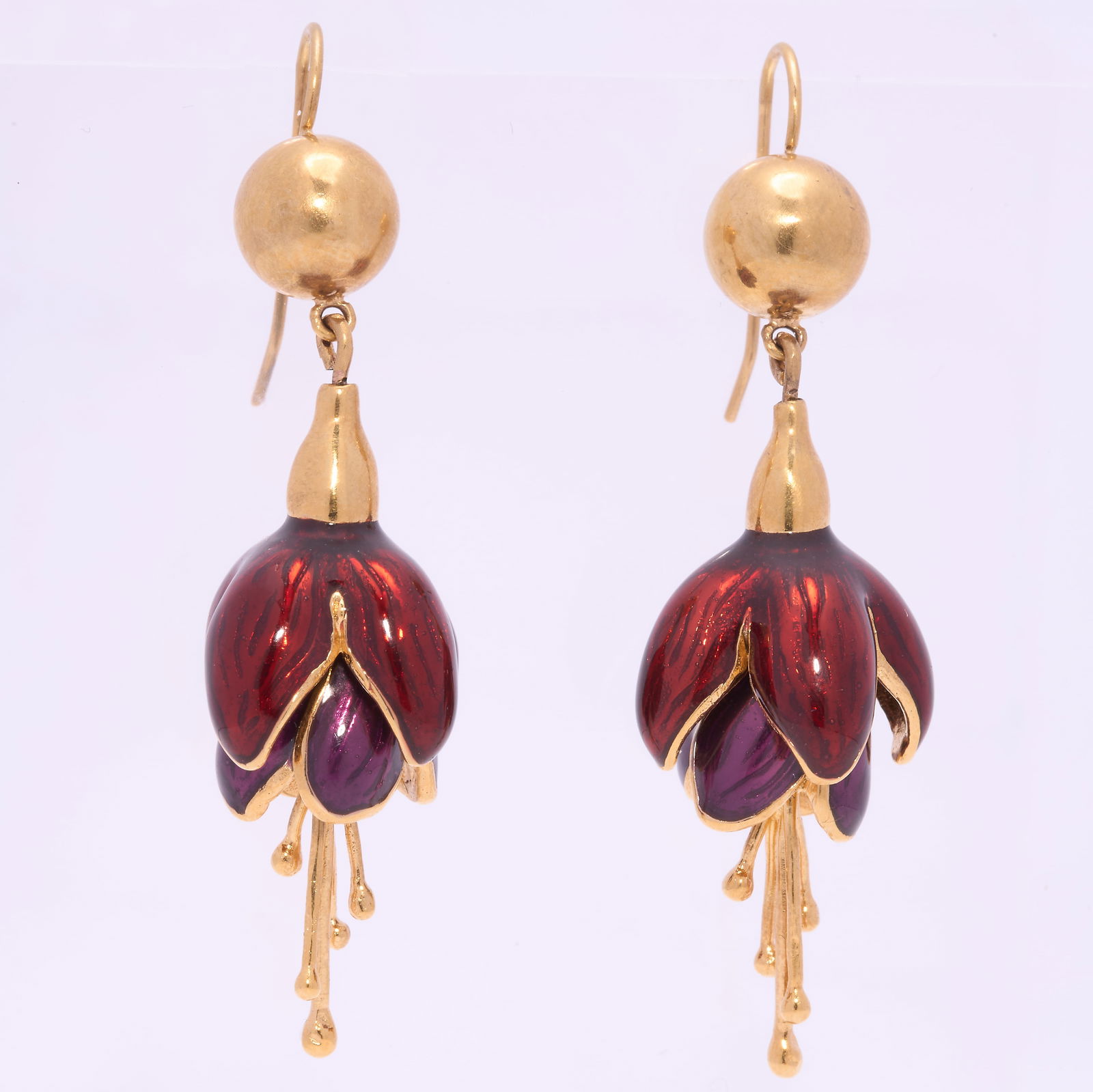 ENAMEL GOLD FLOWER EARRINGS (1 of 1)