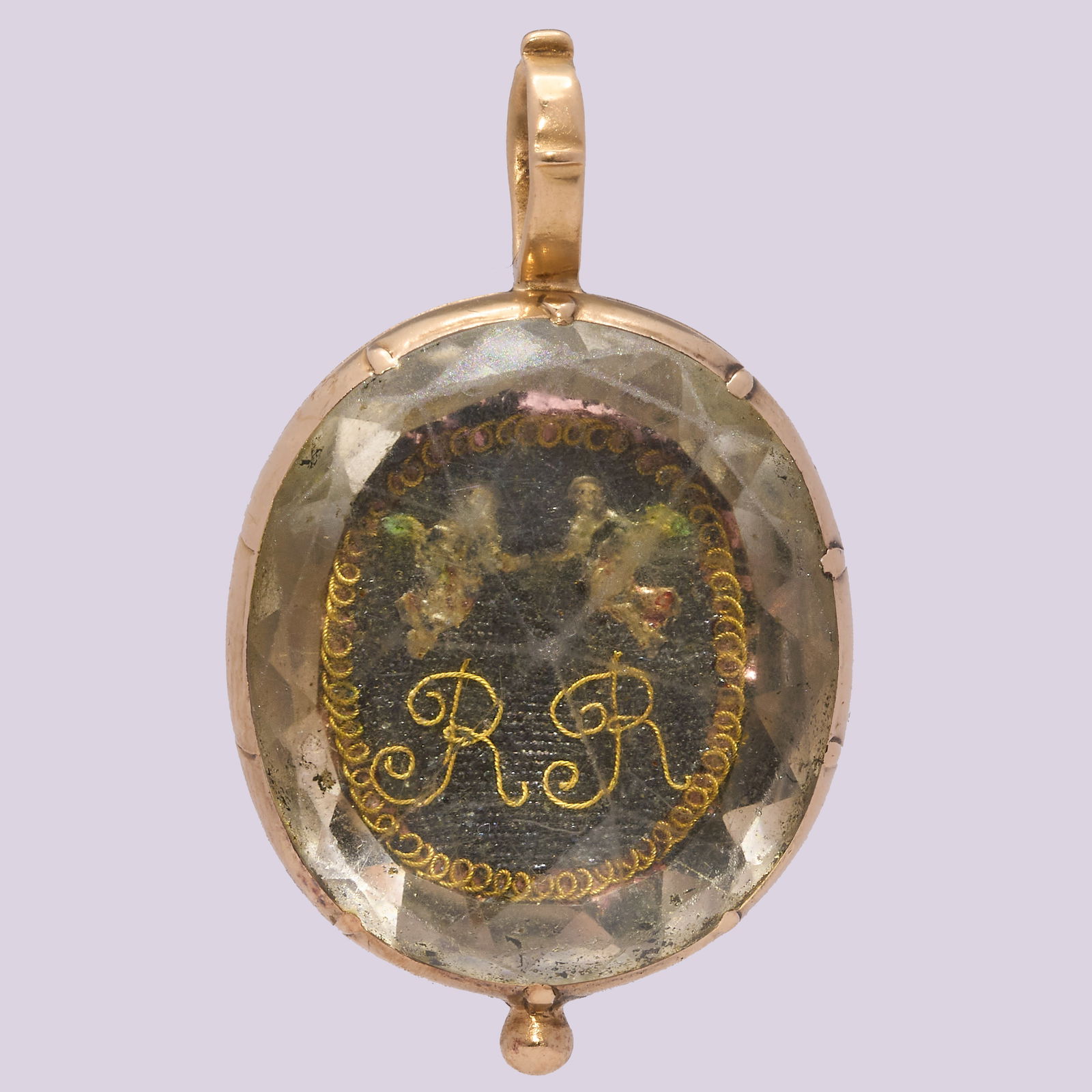 RARE GOLD CHARLES II ROCK CRYSTAL PENDANT CIRCA 1680: RARE GOLD CHARLES II ROCK CRYSTAL PENDANT CIRCA 1680 7.6 grams in great condition fine craftsmanship L 3.8 cm
