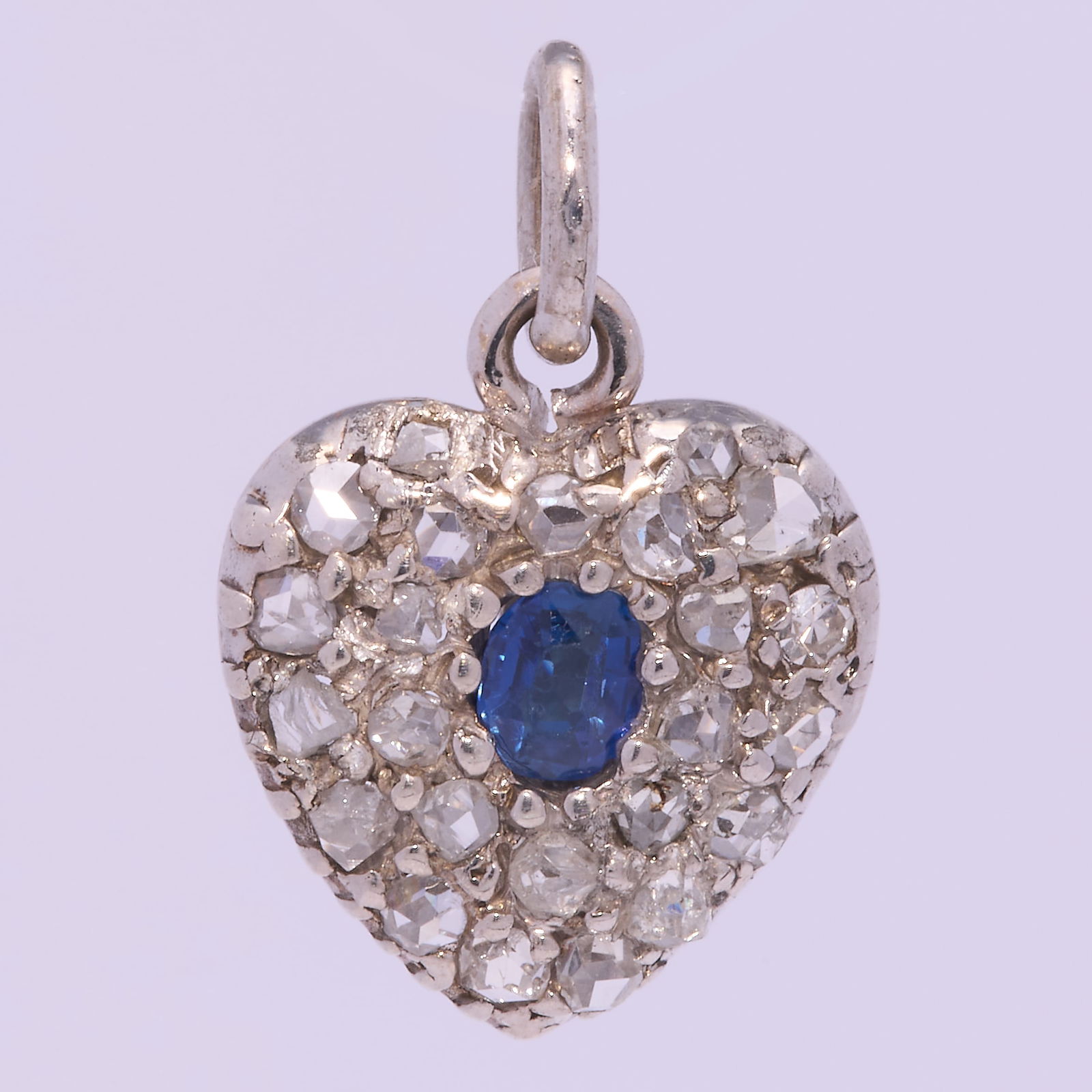 VICTORIAN SAPPHIRE AND DIAMOND HEART PENDANT: VICTORIAN SAPPHIRE AND DIAMOND HEART PENDANT rich vibrant sapphire lively diamonds fine craftsmanship