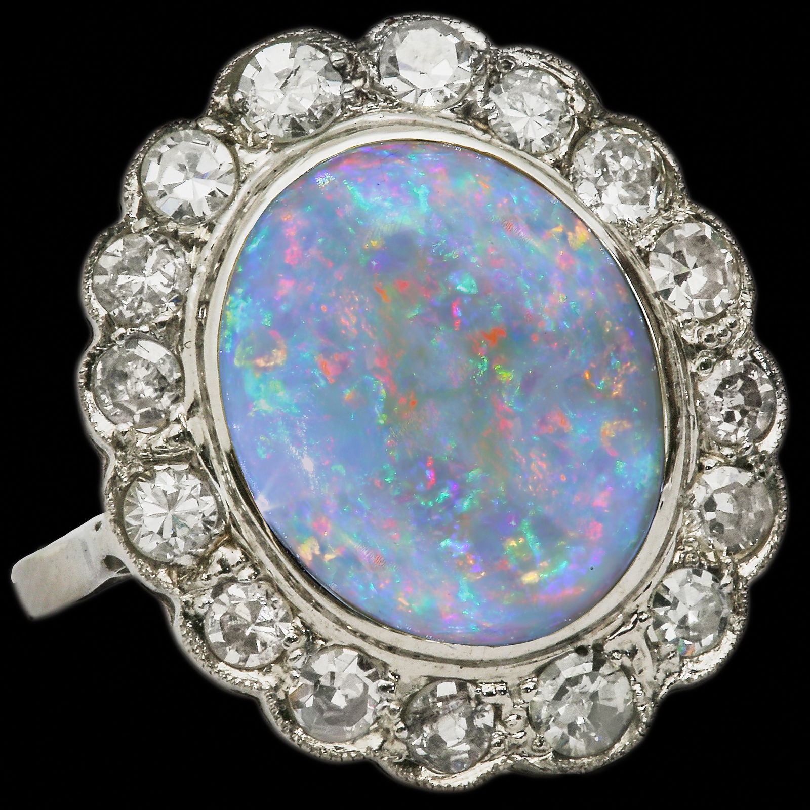 FINE OPAL AND DIAMOND CLUSTER RING (1 of 1)