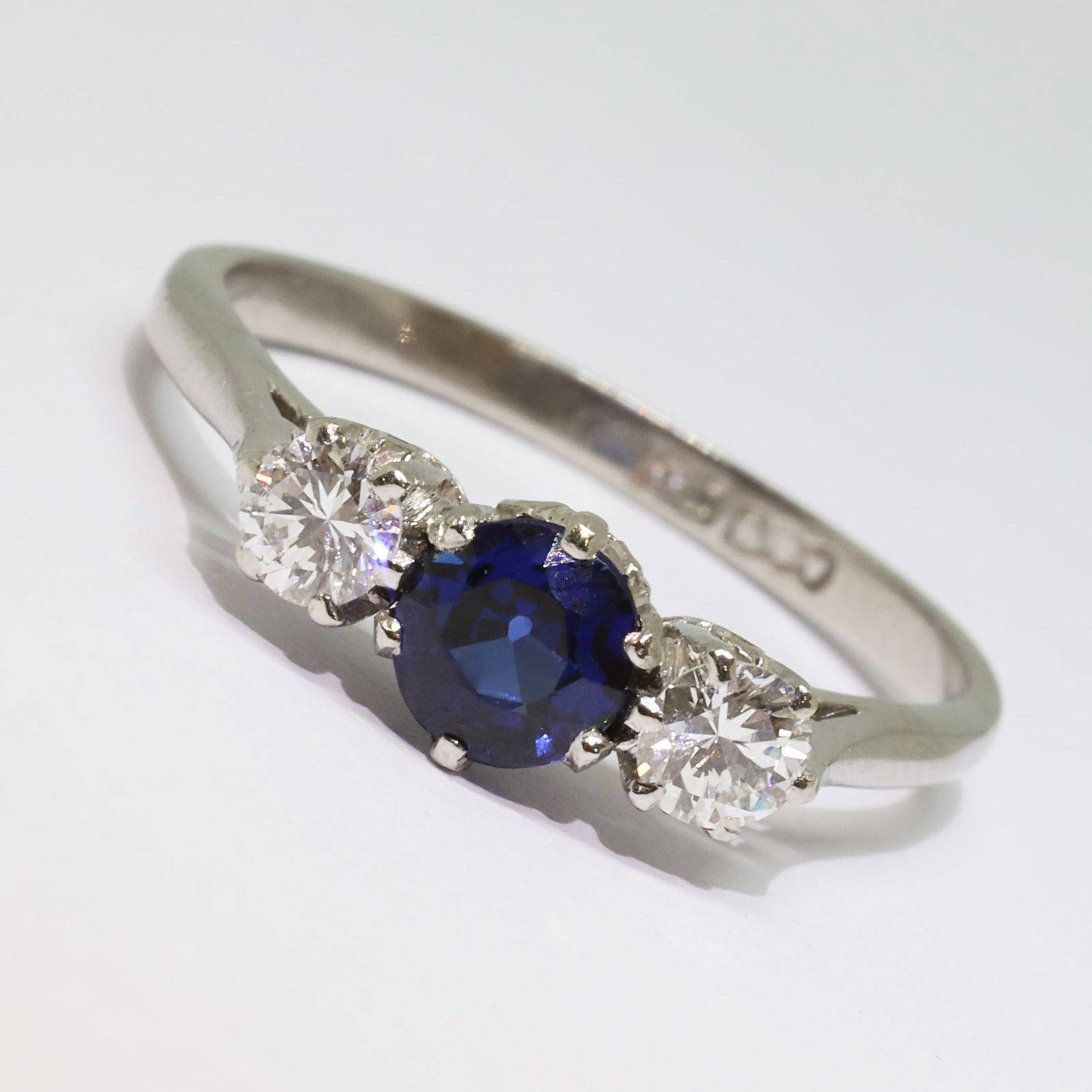 SAPPHIRE AND DIAMOND 3-STONE RING (1 of 1)