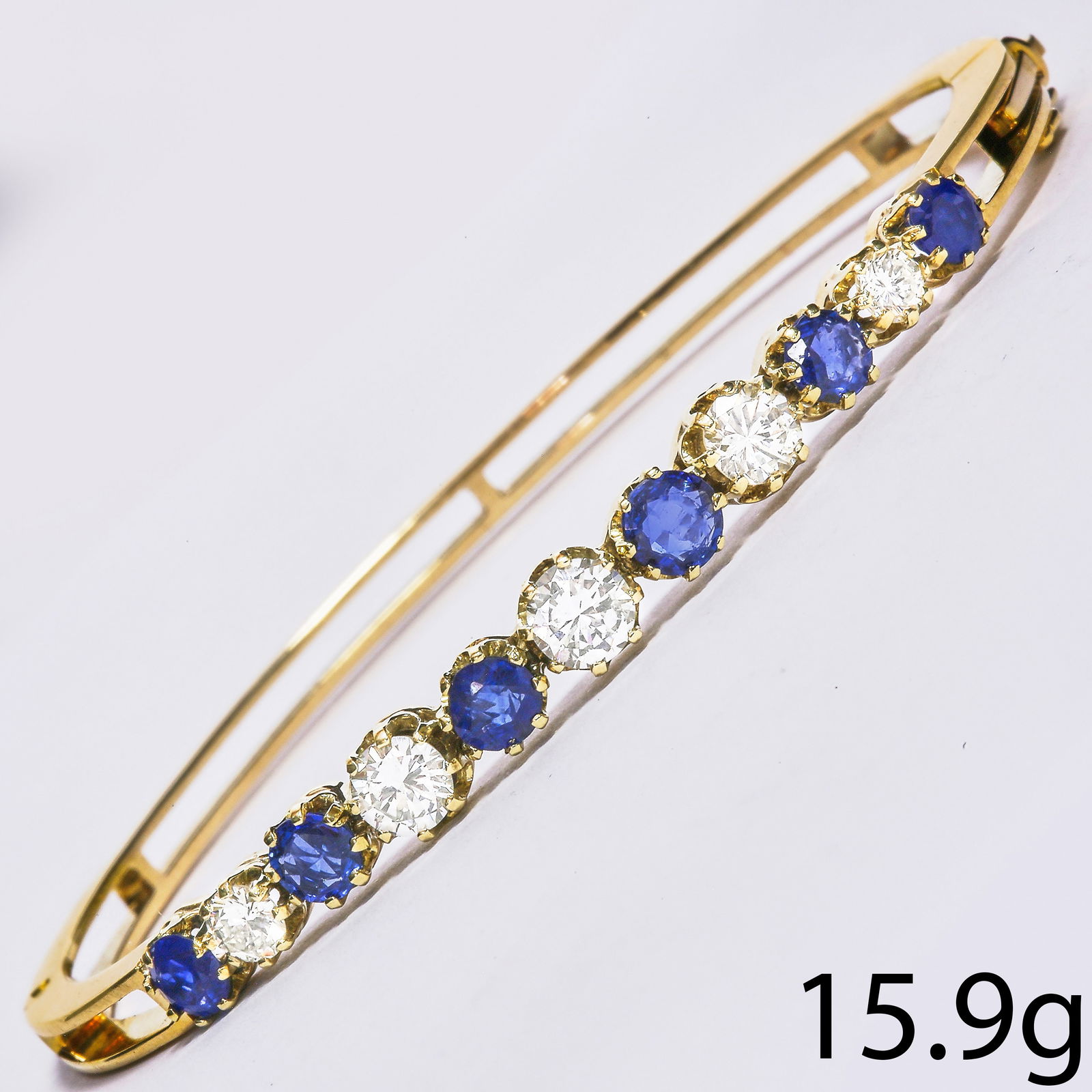 ANTIQUE SAPPHIRE AND DIAMOND BANGLE (1 of 1)