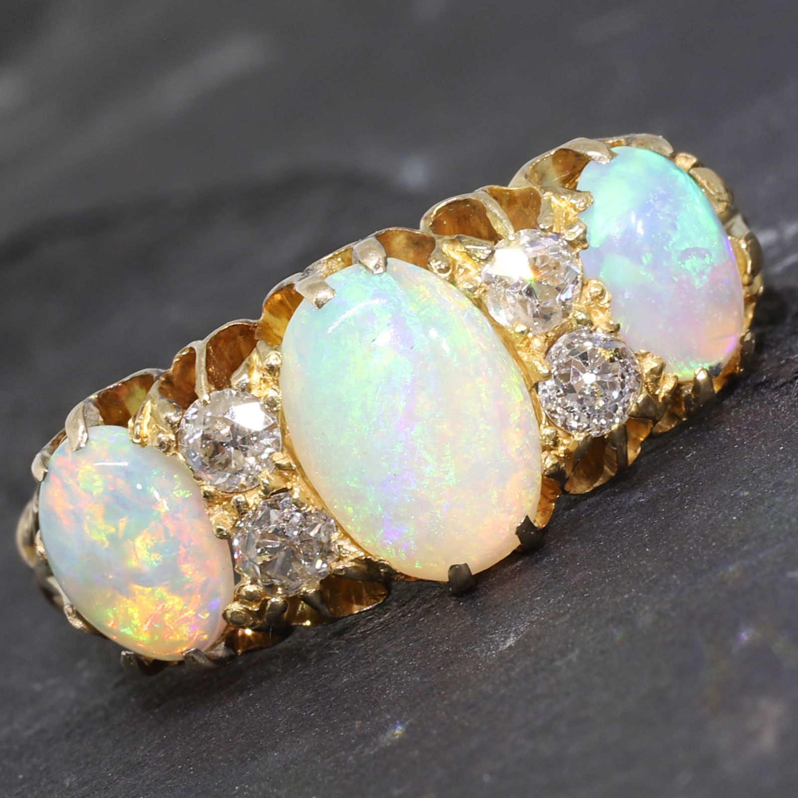LOVELY ANTIQUE OPAL AND DIAMOND RING (1 of 1)