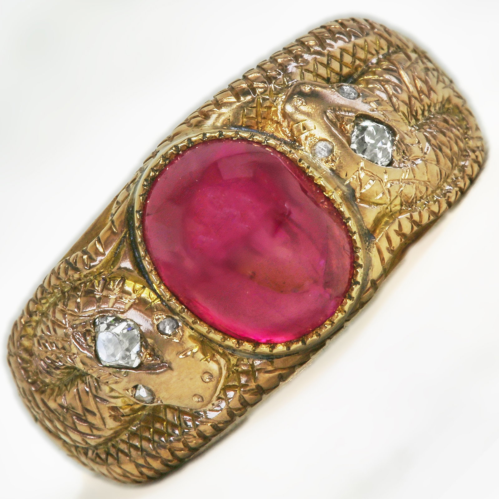 FINE RUBY AND DIAMOND DOUBLE SNAKE RING (1 of 1)