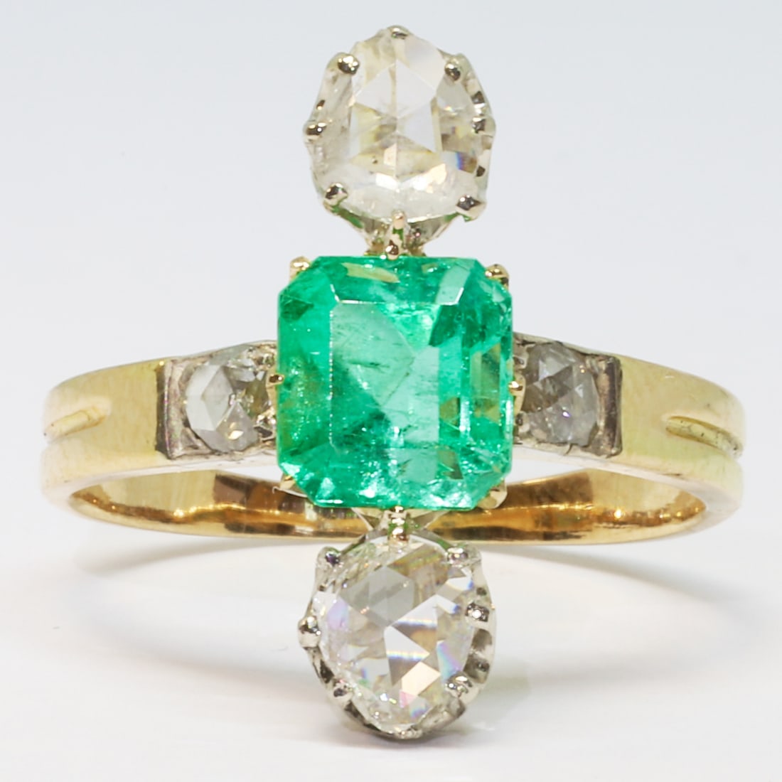 EMERALD AND DIAMOND UP-FINGER RING (1 of 1)