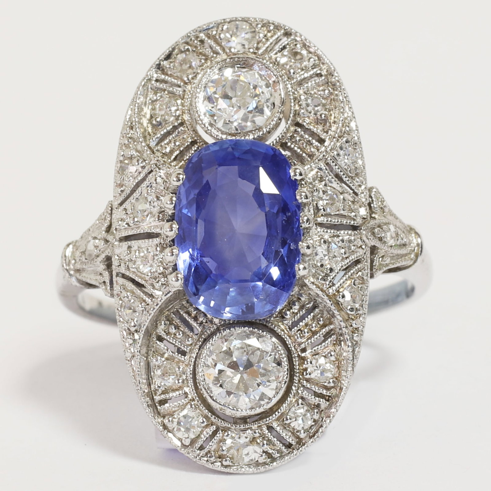 FINE ART-DECO SAPPHIRE AND DIAMOND RING (1 of 1)