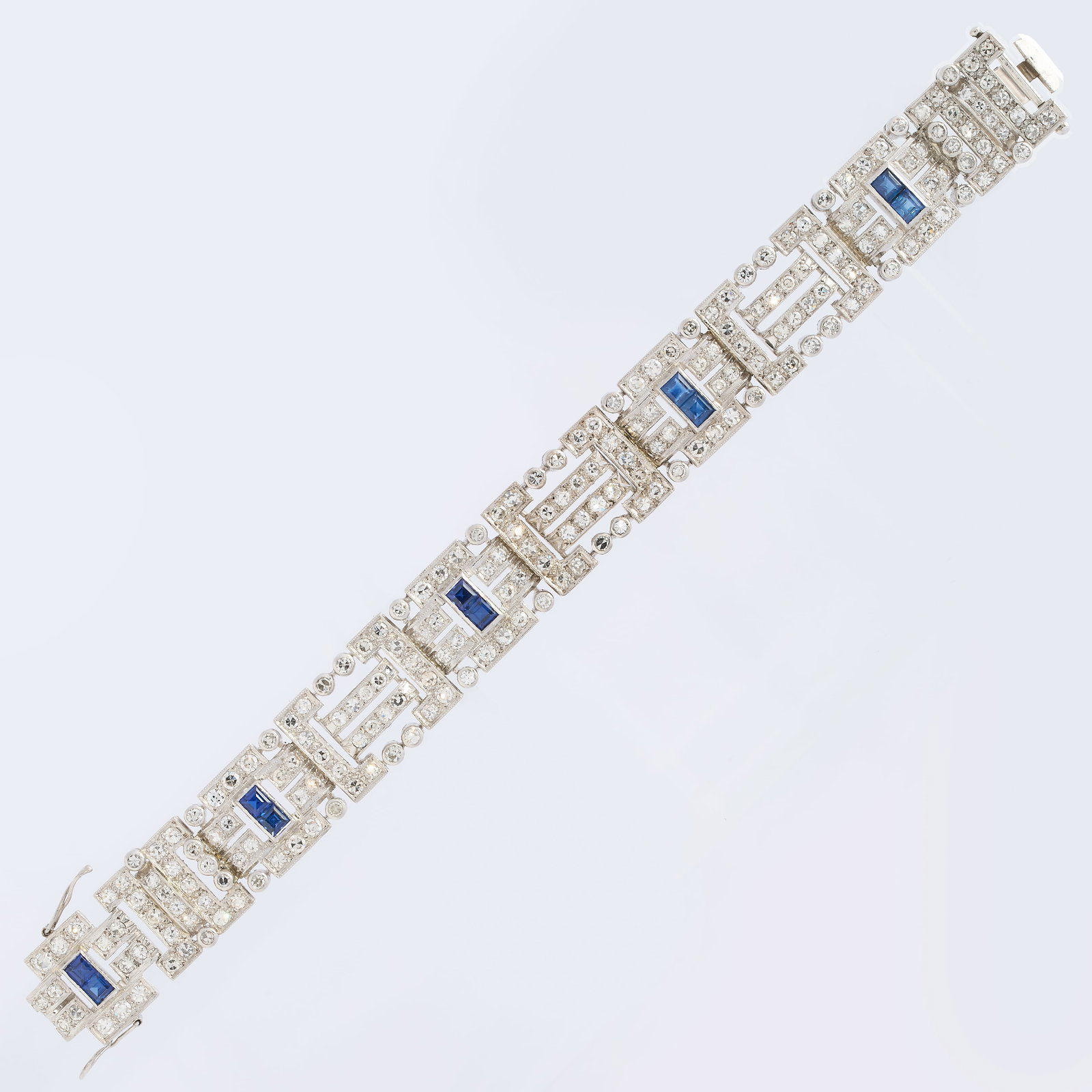 FINE ART-DECO SAPPHIRE AND DIAMOND BRACELET (1 of 1)