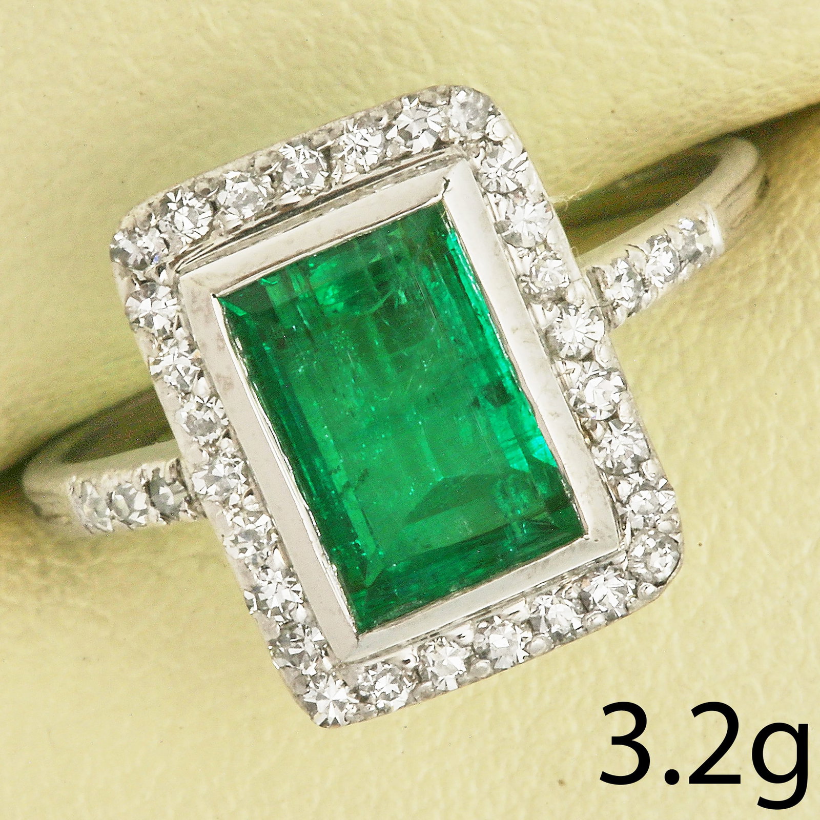 ART-DECO EMERALD AND DIAMOND CLUSTER RING (1 of 1)