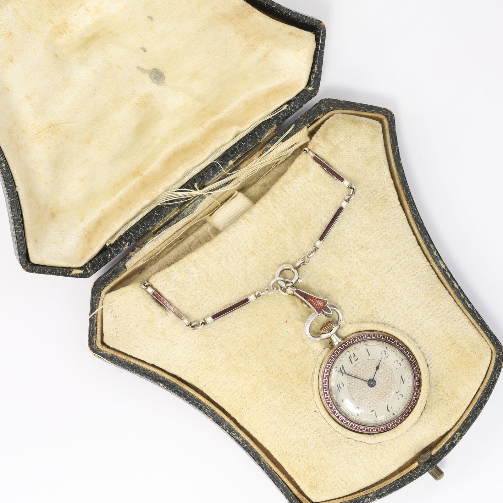 ANTIQUE ENAMEL POCKET WATCH WITH ENAMEL CHAIN NECKLACE (1 of 1)