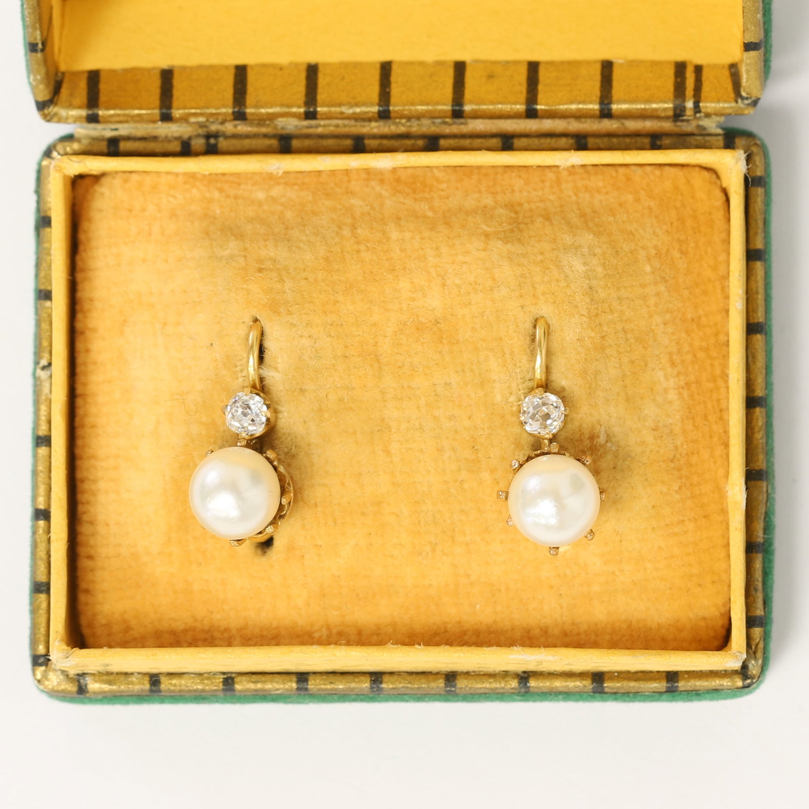 PAIR OF ANTIQUE PEARL AND DIAMOND EARRINGS (1 of 1)
