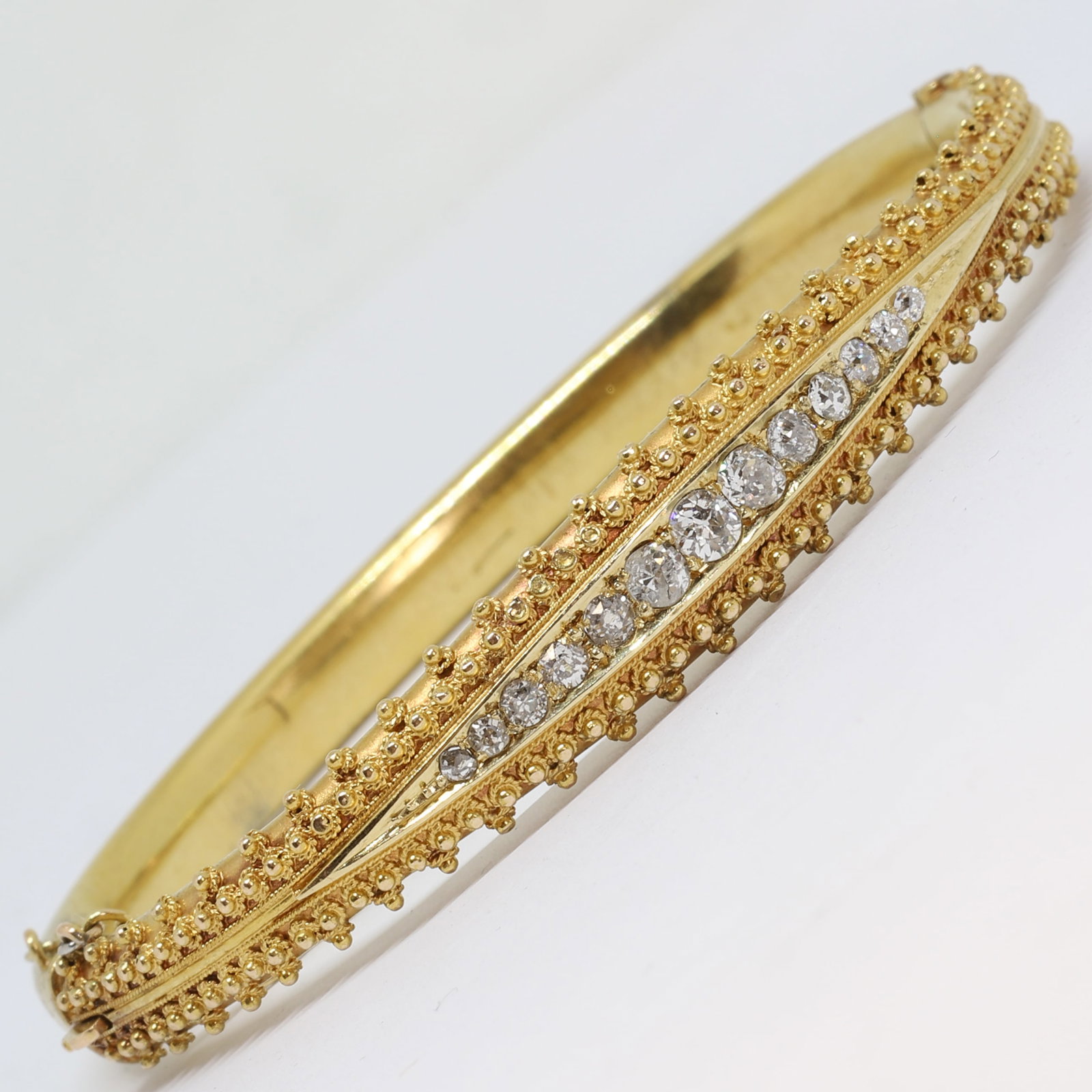 ETRUSCAN REVIVAL DIAMOND HINGED BANGLE (1 of 1)