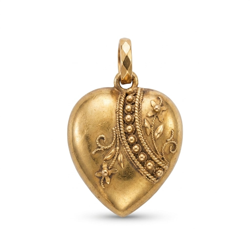 VICTORIAN GOLD HEART PENDANT (1 of 1)