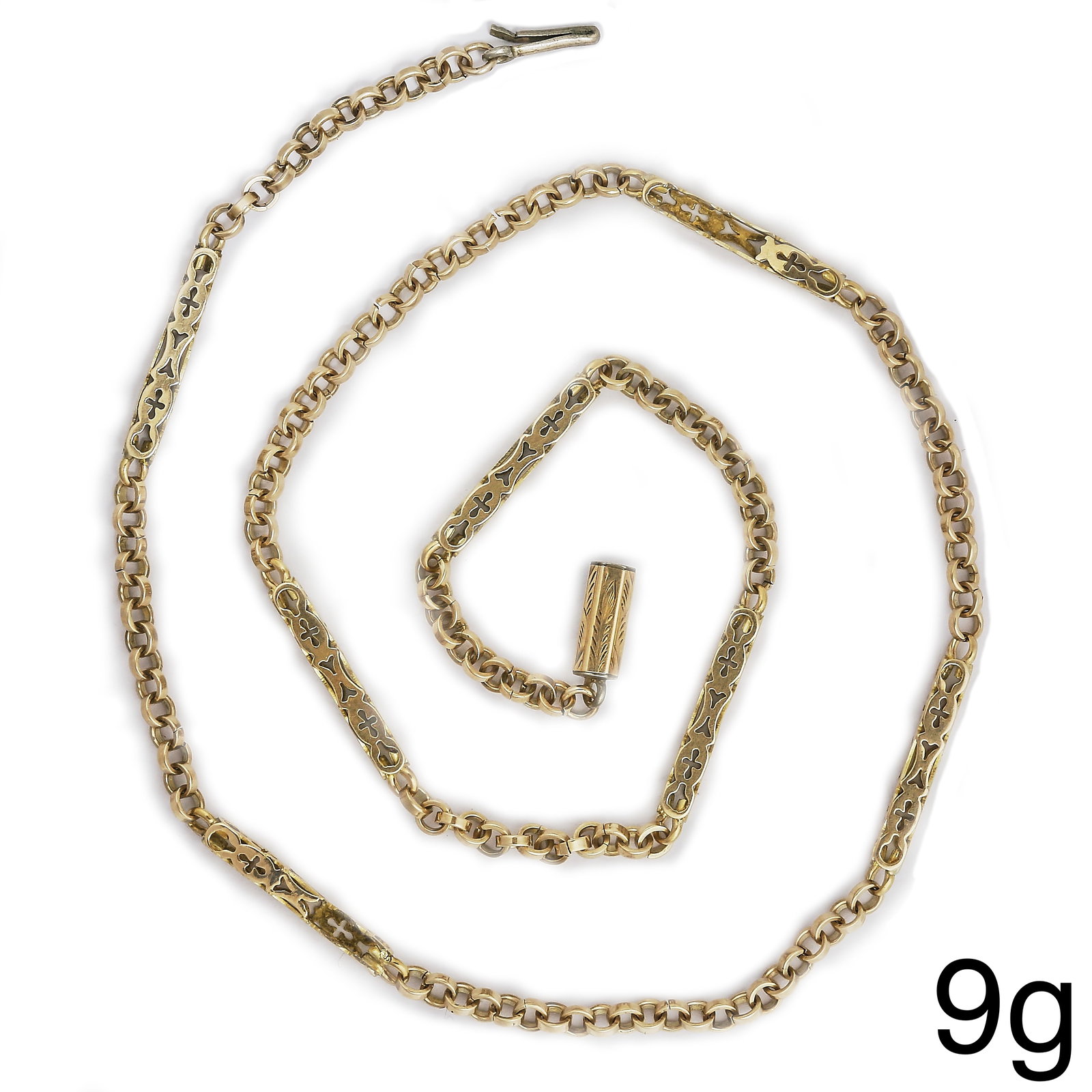 GOLD CHAIN NECKLACE: GOLD CHAIN NECKLACE,9 grams.Fancy link.L. 41 cm.