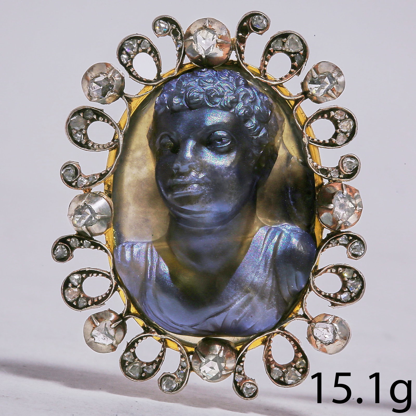 RARE ANTIQUE HARDSTONE CAMEO BROOCH (1 of 1)