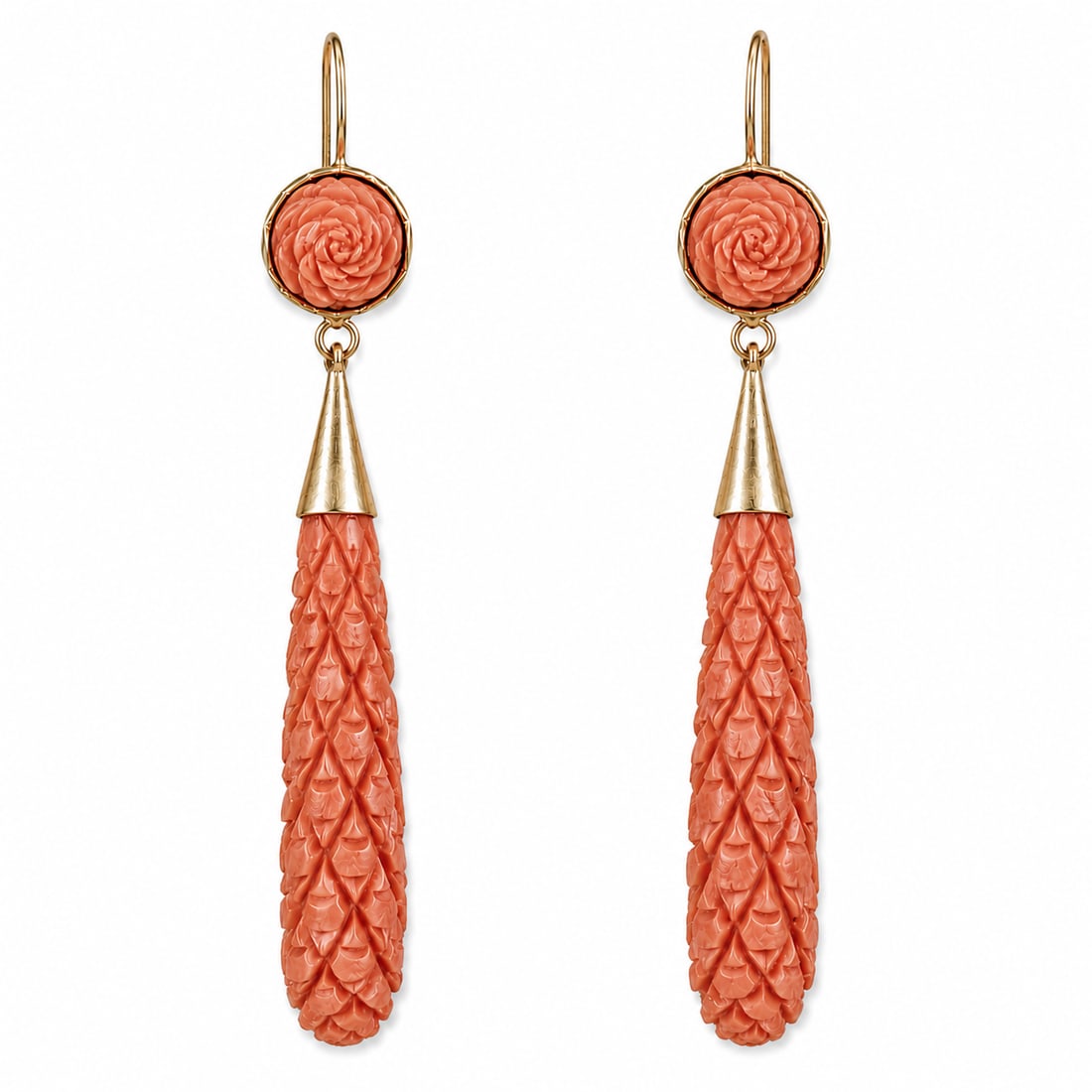 LARGE PAIR OF GEORGIAN CORAL DROP EARRINGS (1 of 1)