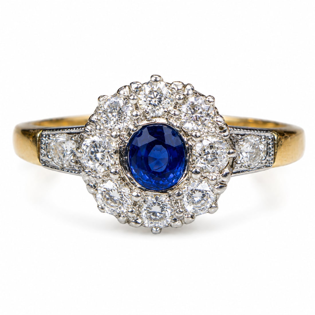 SAPPHIRE AND DIAMOND CLUSTER RING (1 of 1)