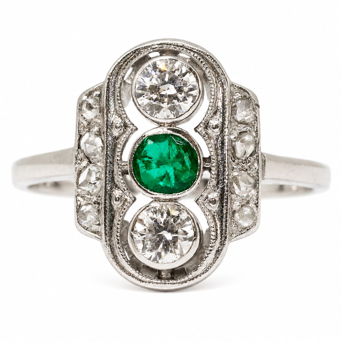 ART-DECO EMERALD AND DIAMOND RING (1 of 1)
