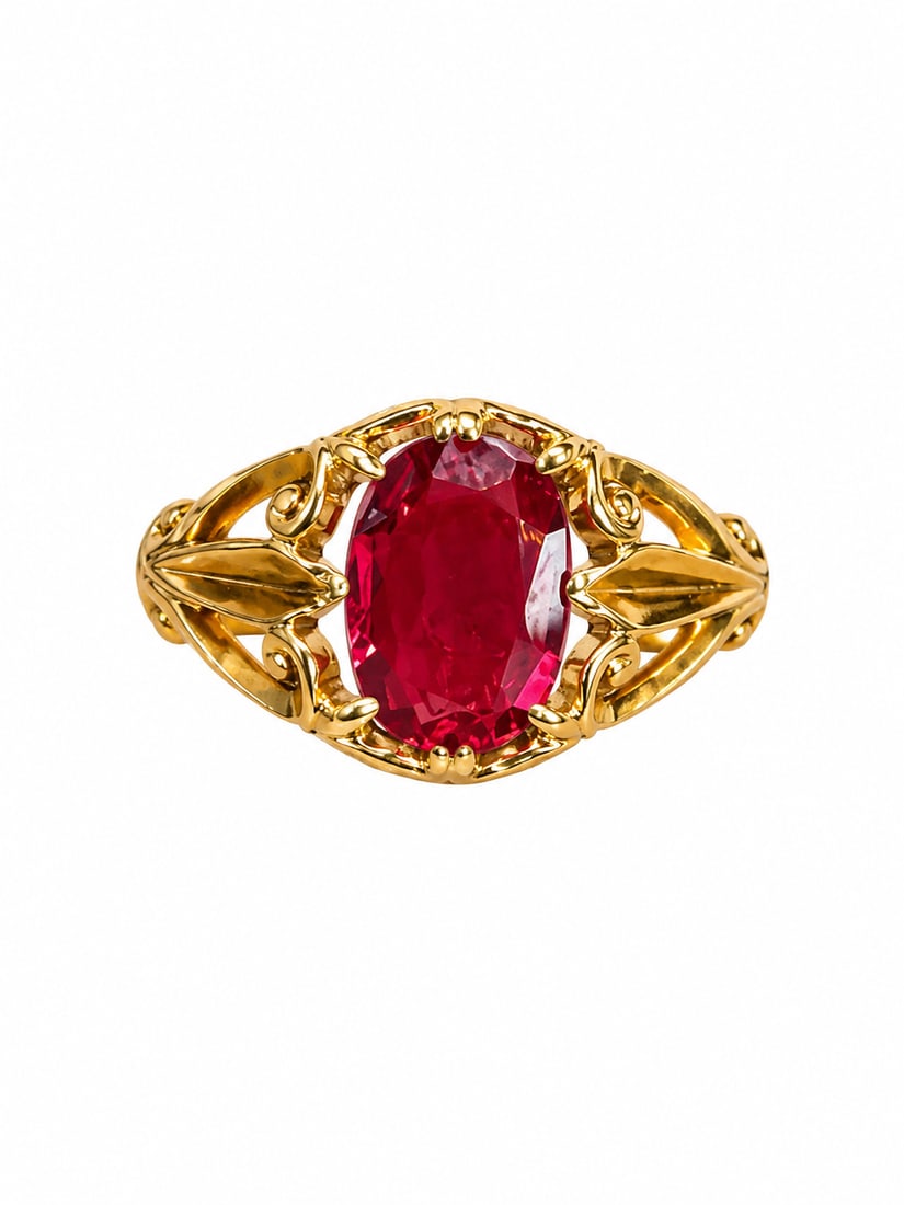 SPINEL SOLITAIRE RING: SPINEL SOLITAIRE RING,3.1 grams, testing high carat gold.Rich and vibrant spinel of approx. 0.55 ct.Size G 1/2.