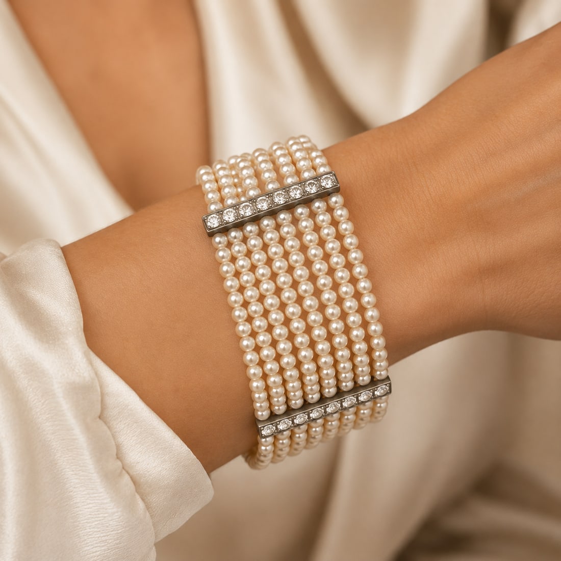 PRETTY EDWARDIAN MULTI-ROW PASTE BRACELET (1 of 1)