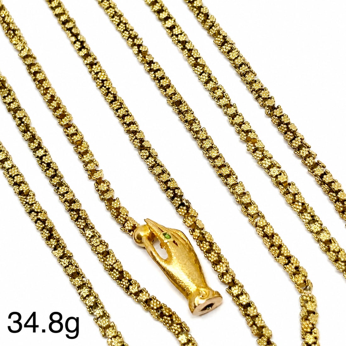 FINE ANTIQUE TRICHINOPOLY CHAIN NECKLACE WITH HAND CLASP (1 of 1)