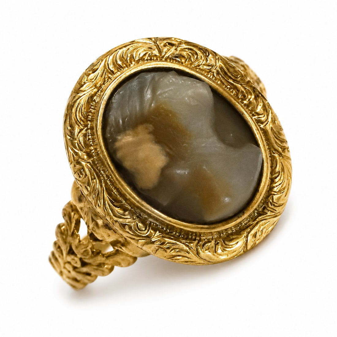 HARDSTONE CARVED CAMEO RING (1 of 1)