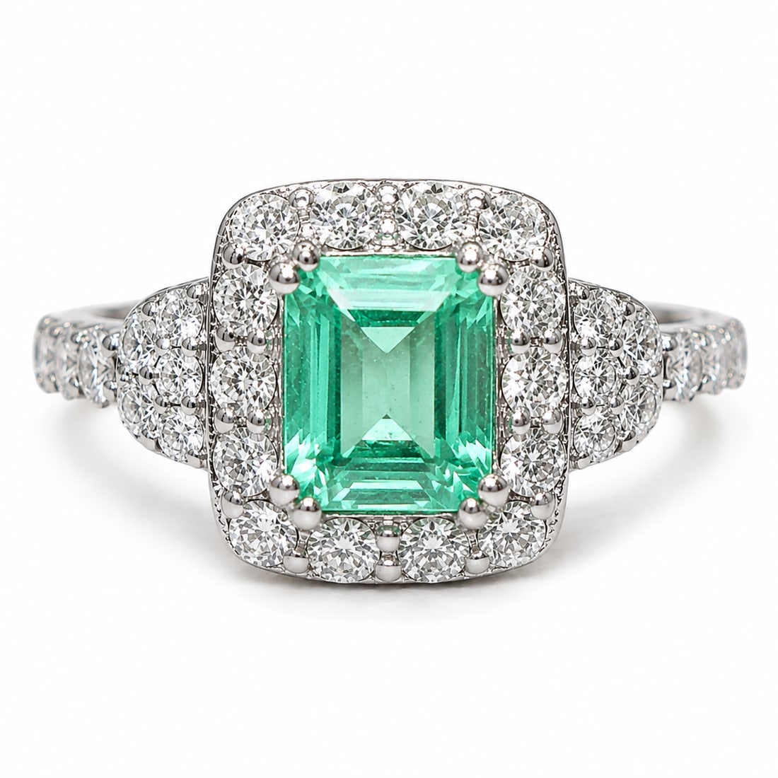 EMERALD AND DIAMOND CLUSTER RING (1 of 1)