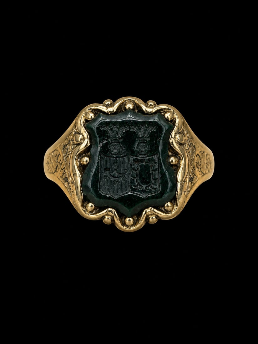 ANTIQUE BLOODSTONE INTAGLIO SEAL RING (1 of 1)
