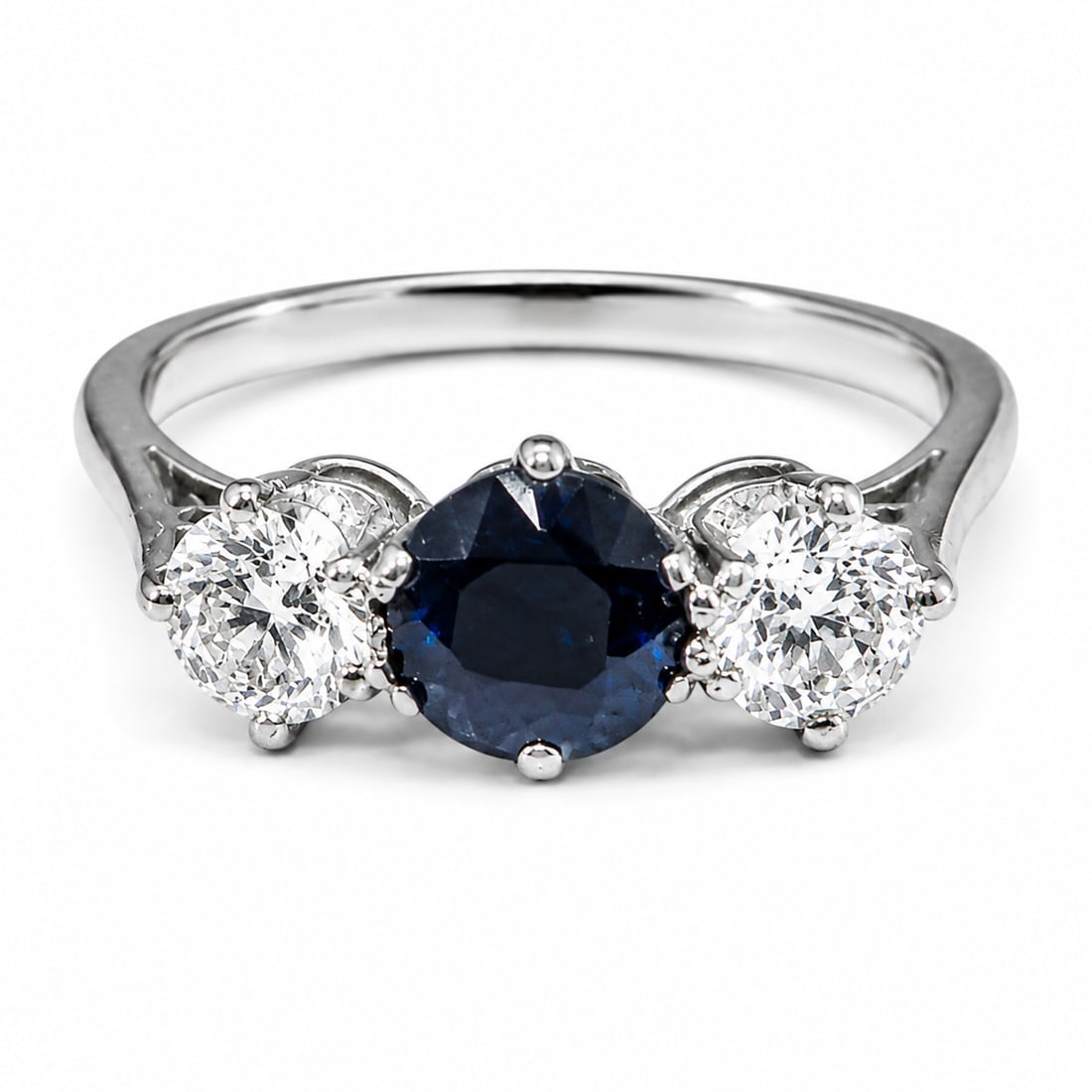 SAPPHIRE AND DIAMOND 3-STONE RING (1 of 1)