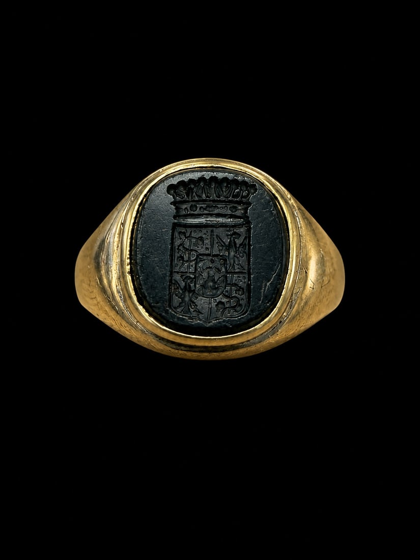 ANTIQUE BLOODSTONE INTAGLIO SEAL RING (1 of 1)