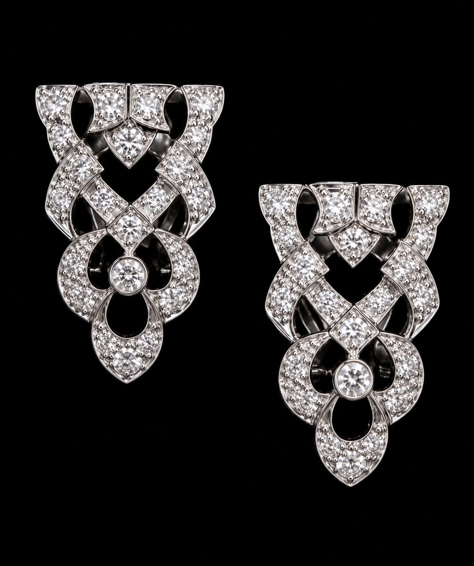ART-DECO DIAMOND DOUBLE CLIP BROOCH: ART-DECO DIAMOND DOUBLE CLIP BROOCH,10.2 grams, testing platinum.Diamonds bright and lively, totalling approx. 2 ct.With frame to wear as 1 single brooch.Or wearable as 2 seperate clips.L. as brooch