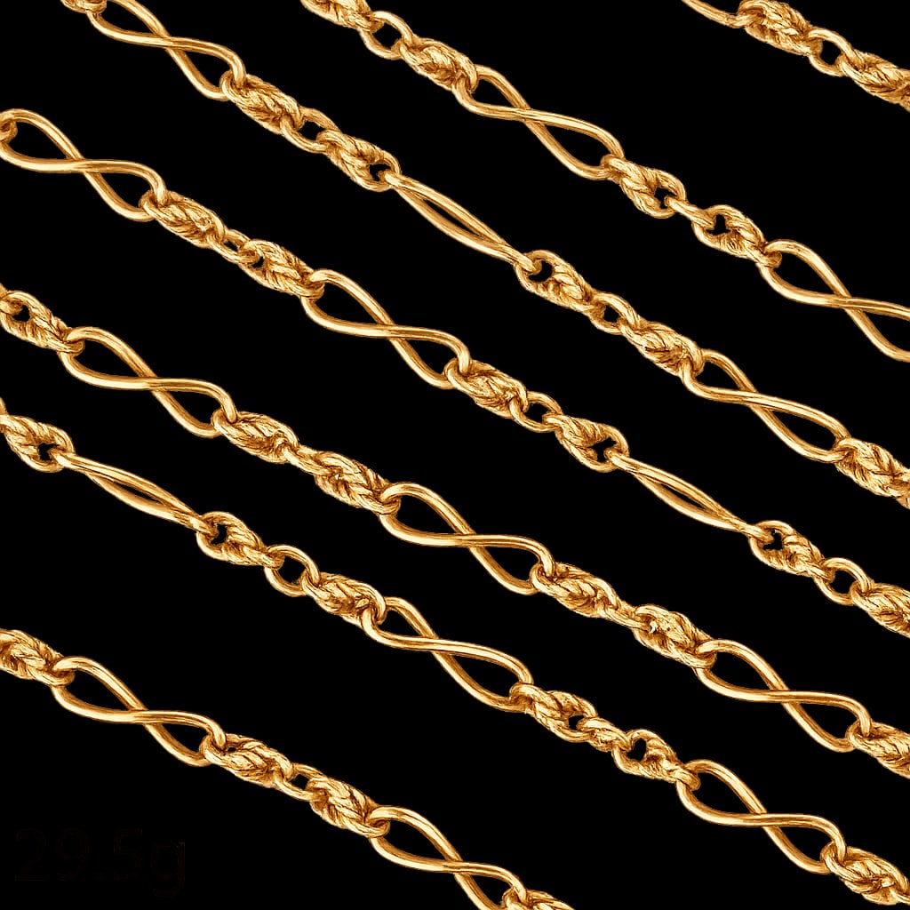 BELCHER LINK NECKLACE: BELCHER LINK NECKLACE,29.5 grams, 15 ct. gold.Fine figure 8 links.L. 139 cm.
